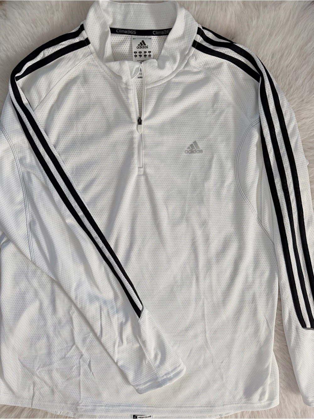 Adidas Clima365 Response Quarter-Zip Pullover White Black stripes Mens Size XL